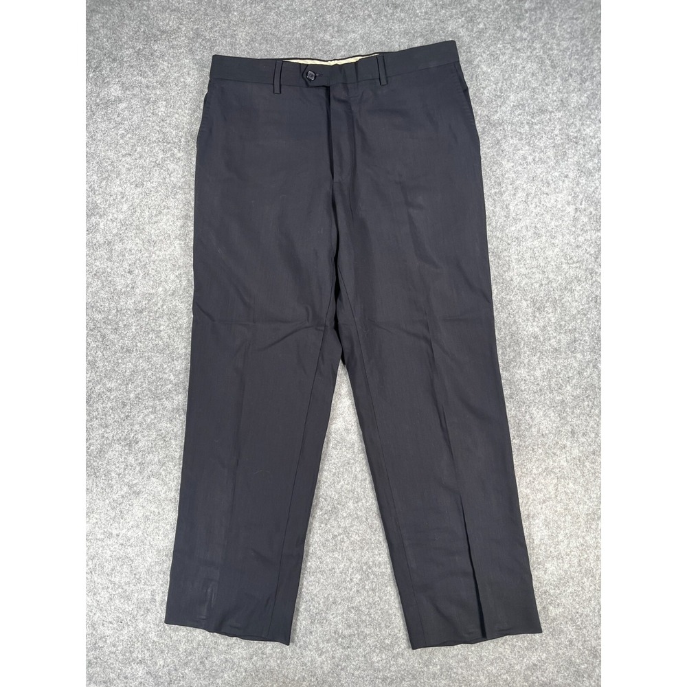 Zignone Dress Pants Men's 34x29 Dark Gray Straight Leg 100% Wool Made‎ in Italy